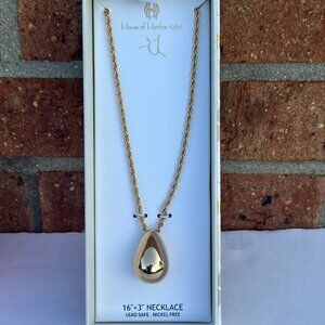 House of Harlow 1960 Gold Herringbone Waterdrop Necklace